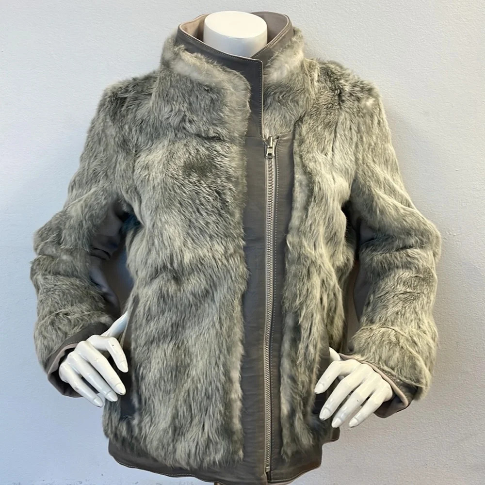 Helmut Lang reversible fur leather coat